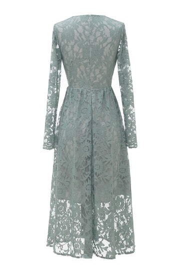 Sky Blue V-Neck Lace Dress